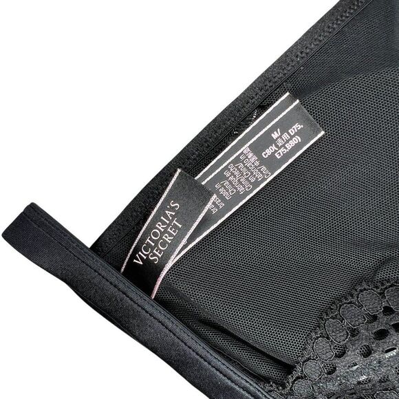 Victoria's Secrete Bra Women's Black Front-Close Bralette Crochet Lace Racerback - Picture 7 of 8